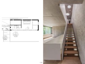 Multi-storey void space with central staircase connecting all floors