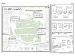 Black and white sketch with green for masterplan concept competition.